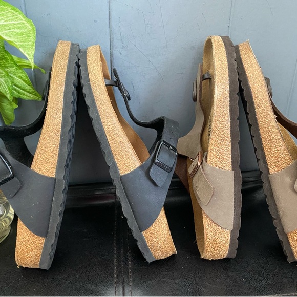 LOT 2 Pre-owned Birkenstock Gizeh Black and Brown Slip-On Sandals 38/7 Women’s - Picture 5 of 9